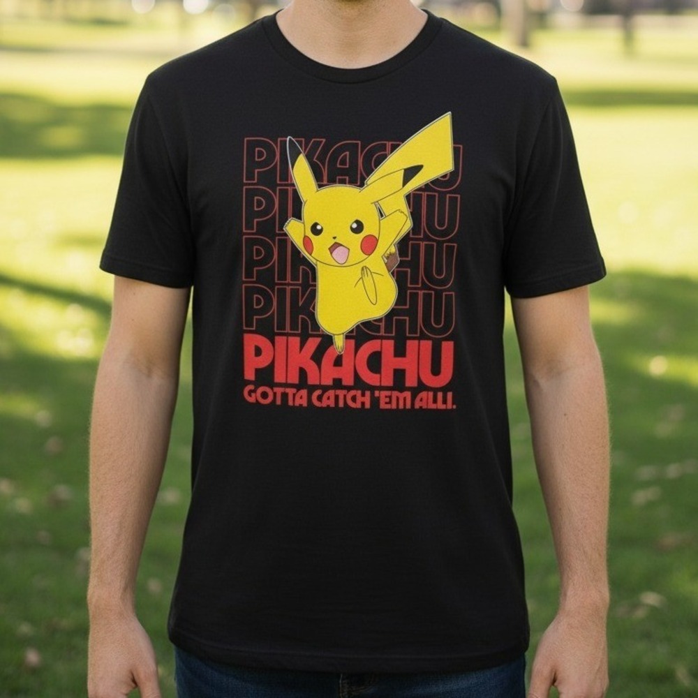 Pokemon Pikachu Gotta Catch Em All Black T Shirt Mens XL Anime Gaming